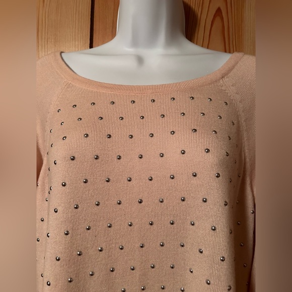 J.Lo Women's Crew Neck Sequins Accent Long Sleeve Sweater XL Knit Light Pink - Picture 5 of 11